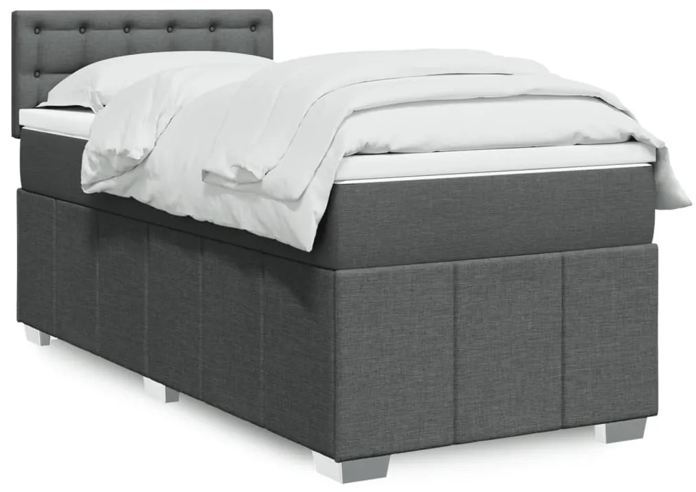 Cama com molas/colchão 80x200 cm tecido cinzento-escuro