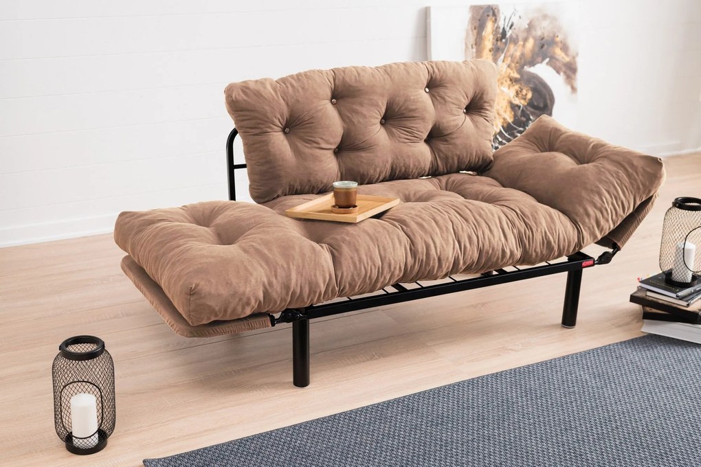 Sofá-Cama de 2 Lugares Nitta – Castanho Claro – 155x85x70 cm