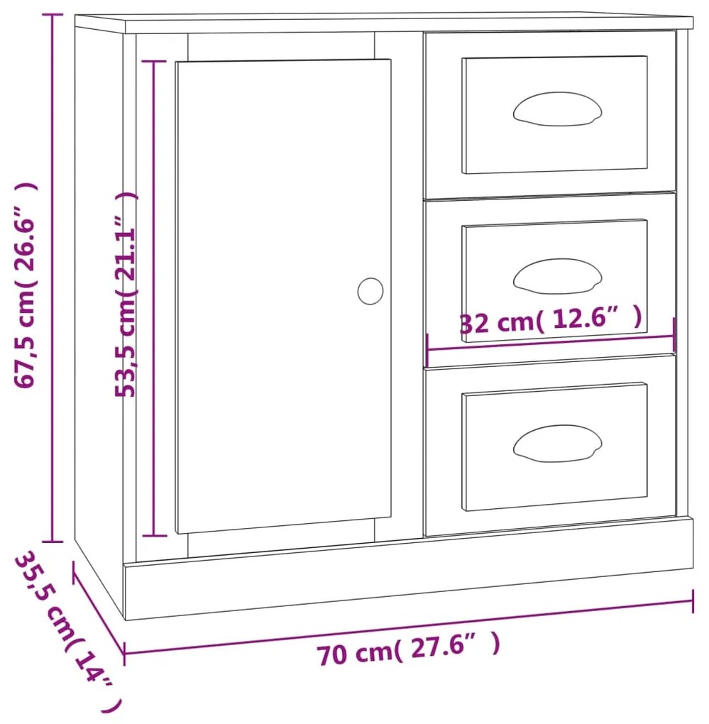Aparadores 2 pcs derivados de madeira branco brilhante