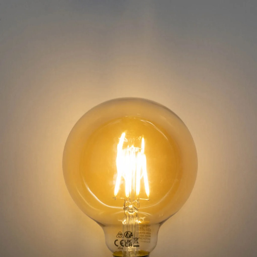 Conjunto de 5 Lâmpadas LED E27 reguláveis em 3 passos Dourada G95 4W 450 lm 2700K