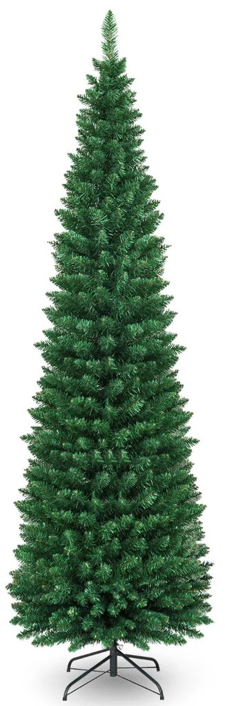 Árvore de Natal de 210 cm Agulhas de PVC Estrutura articulada Base metálica Decoração de casa escritório loja Verde