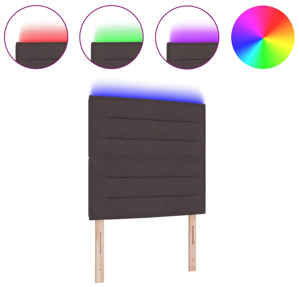 Cabeceira de LED Design Linhas Castanho Escuro 100 cm Tecido