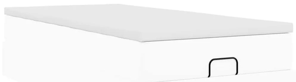 Estrutura de cama otomana com colchão branco couro falso