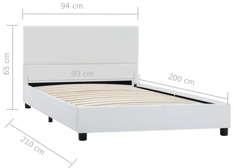 Estrutura de cama 90x200 cm couro artificial branco