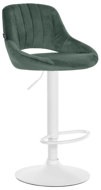Banco alto Milet em veludo com estrutura branca 85-106 x 47 x 48 cm Verde