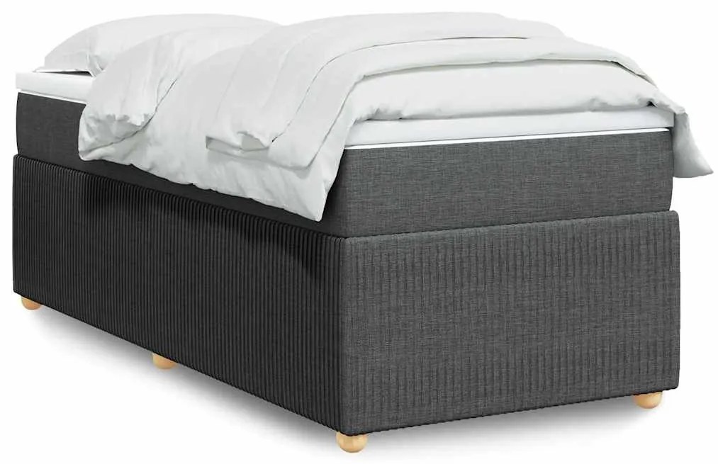 vidaXL Cama com molas/colchão 100x200 cm tecido cinza-escuro