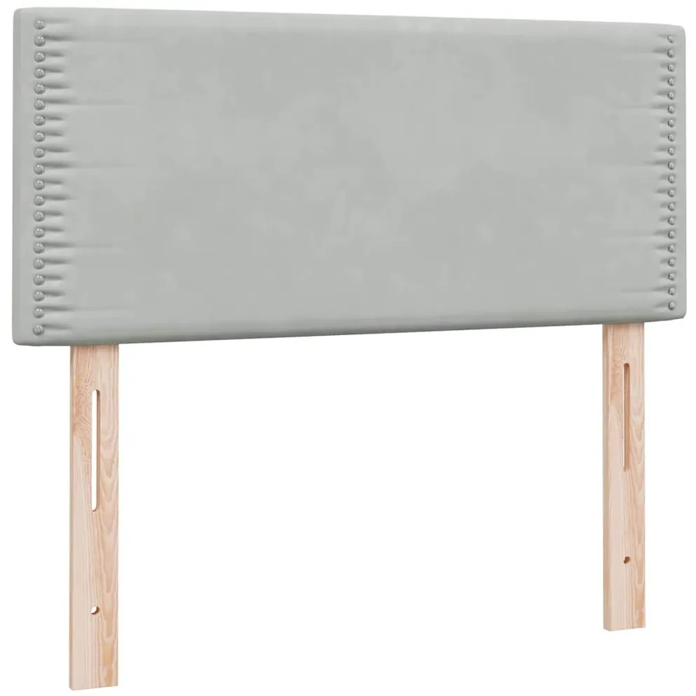 Cama com molas/colchão cinzento-claro 90x220 cm veludo