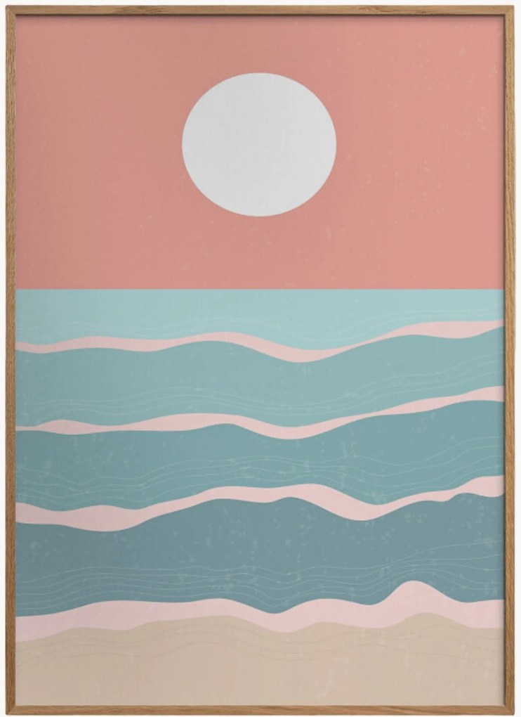 Impressão digital emoldurada Sunset Over the Ocean No. 3