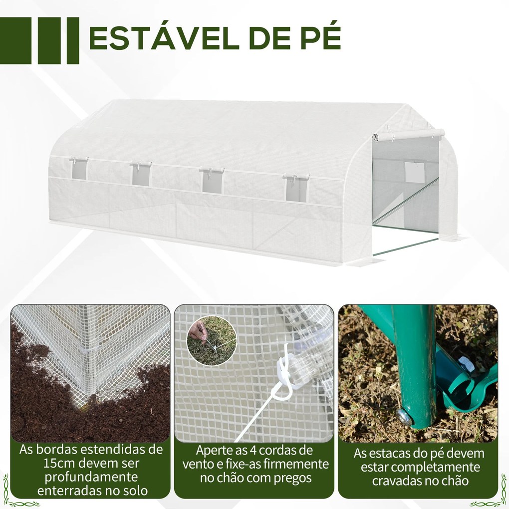 Outsunny Estufa Tipo Túnel de Jardim 600x300x200cm para Cultivo de Pla