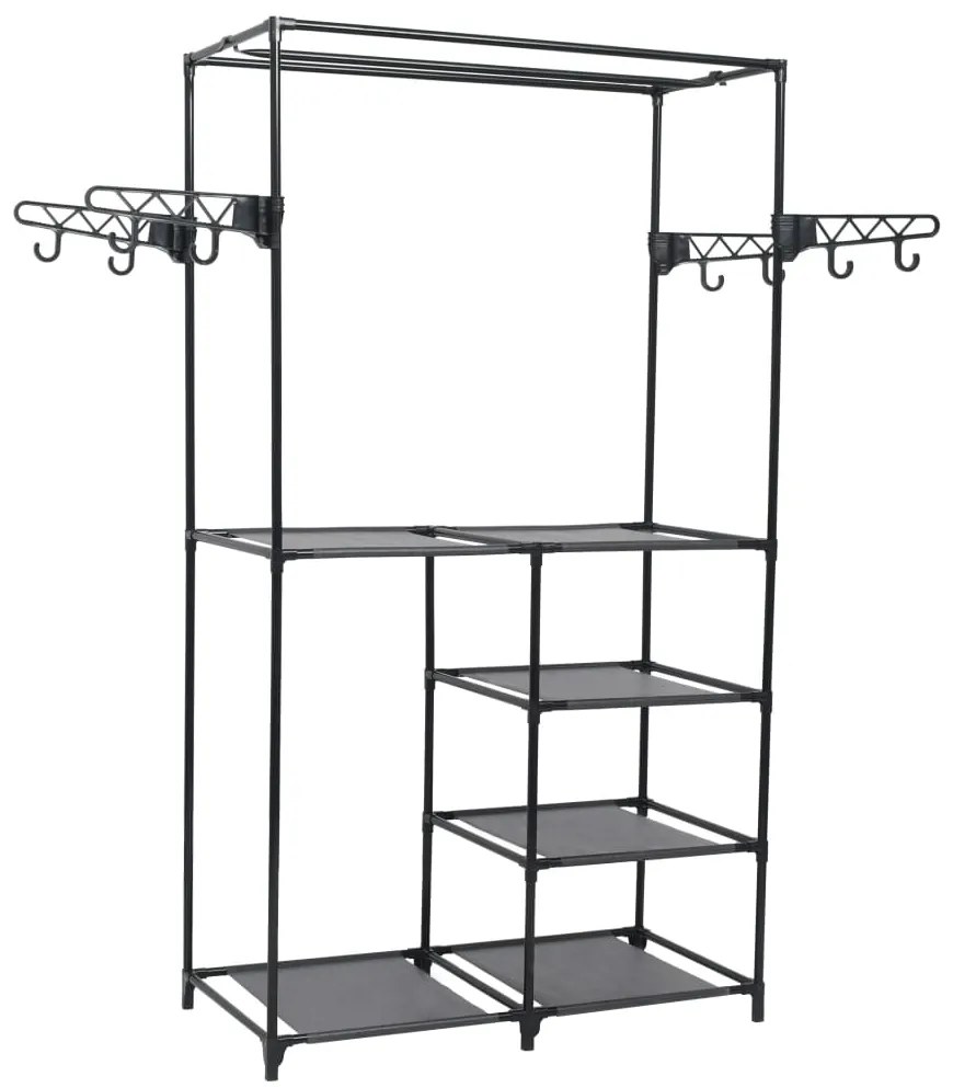 Suporte para roupas aço e tecido não tecido 87x44x158 cm preto