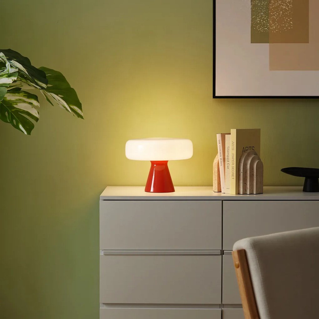 Candeeiro de Mesa Retro Vermelho com Branco - Knob