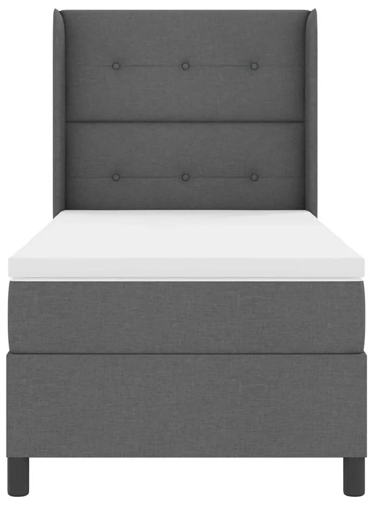 Cama Box com Colchão e LED Cinza Escuro 90x200 cm, Tecido