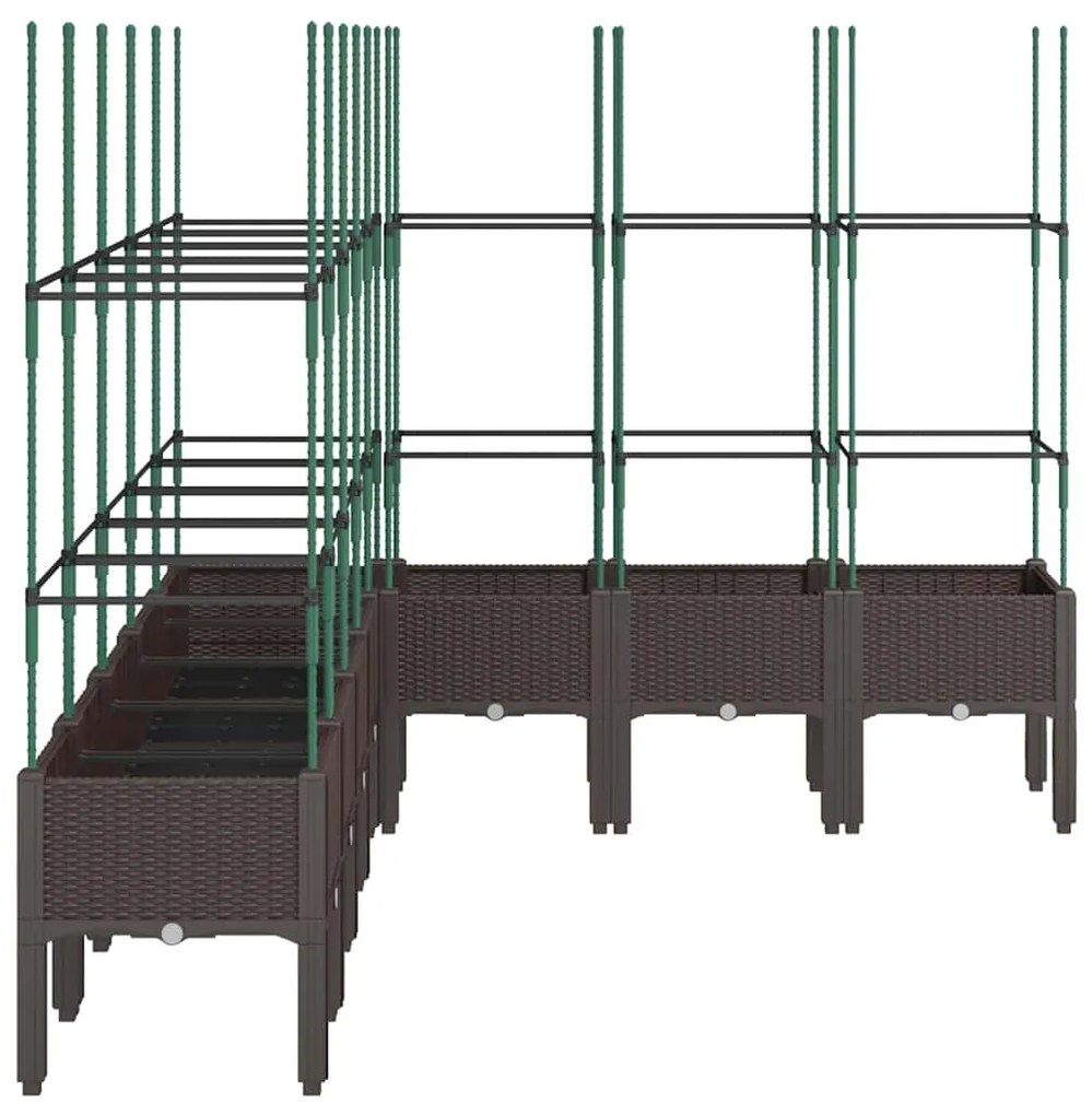 Vaso/floreira de jardim c/ treliça 200x160x142,5 cm PP castanho