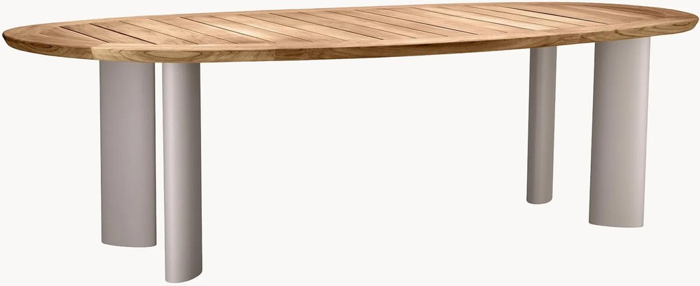 Mesa de jantar oval para jardim com tampo em madeira de teca Free From, 259 x 110 cm