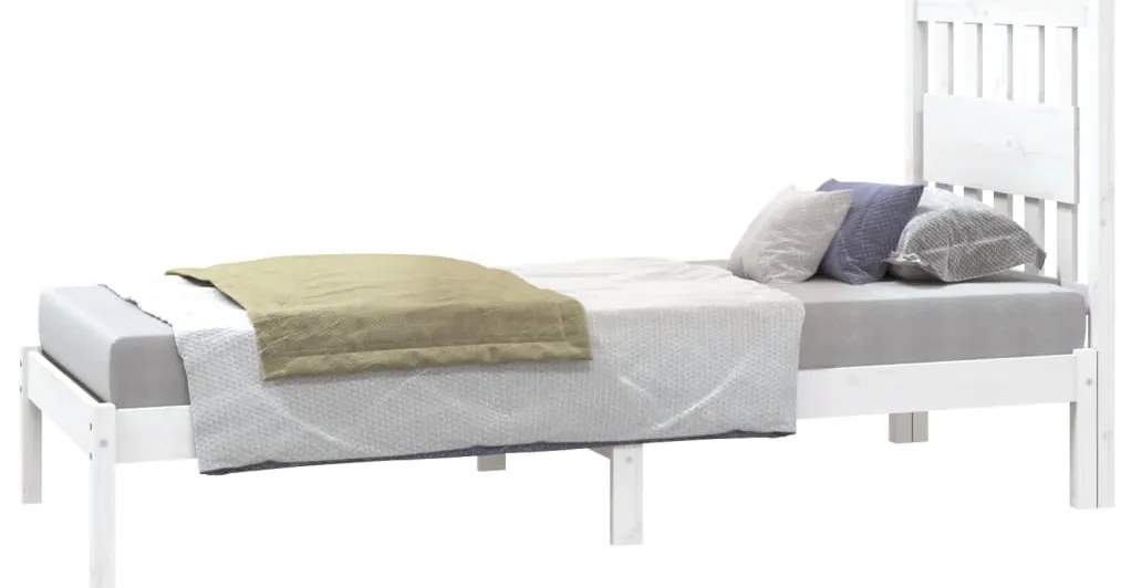 Estrutura de cama pequena solteiro 75x190cm pinho maciço branco