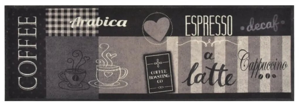 Tapete de cozinha lavável 60x180 cm veludo padrão café preto