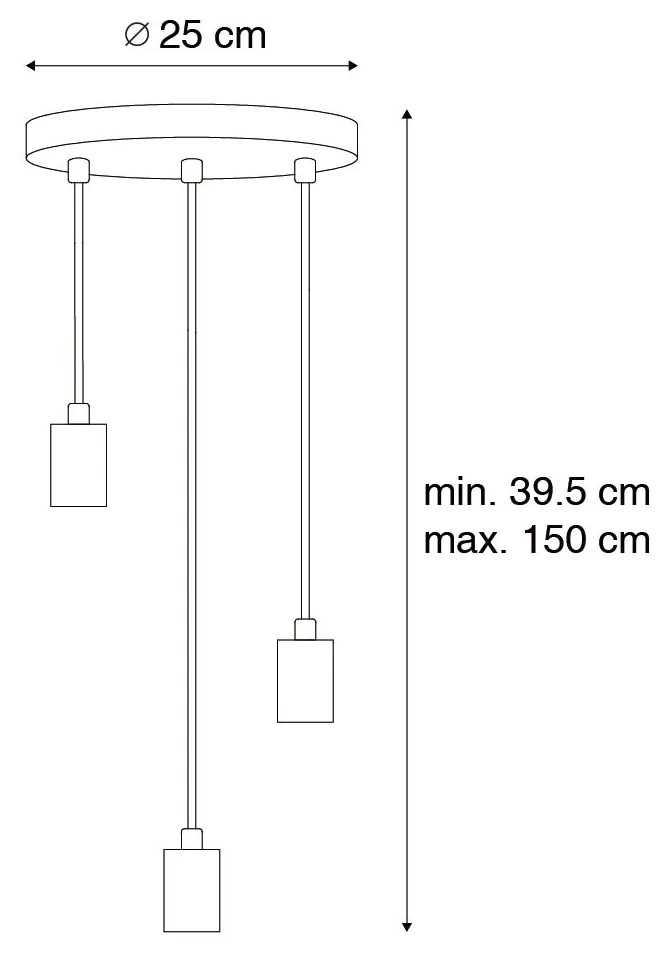 Candeeiro de suspensão industrial bronze 3 luzes - Facil Industrial