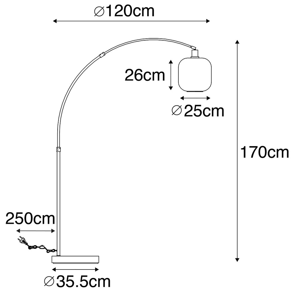 Candeeiro de Arco Preto com Dourado e Vidro Fumê - Zuzanna