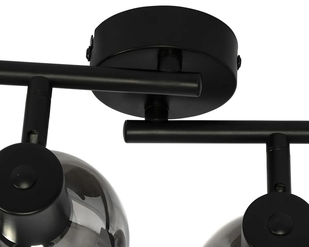 LED Candeeiro de teto inteligente preto com vidro fumê incl. 4 Wifi P45 - Vidro Art Deco