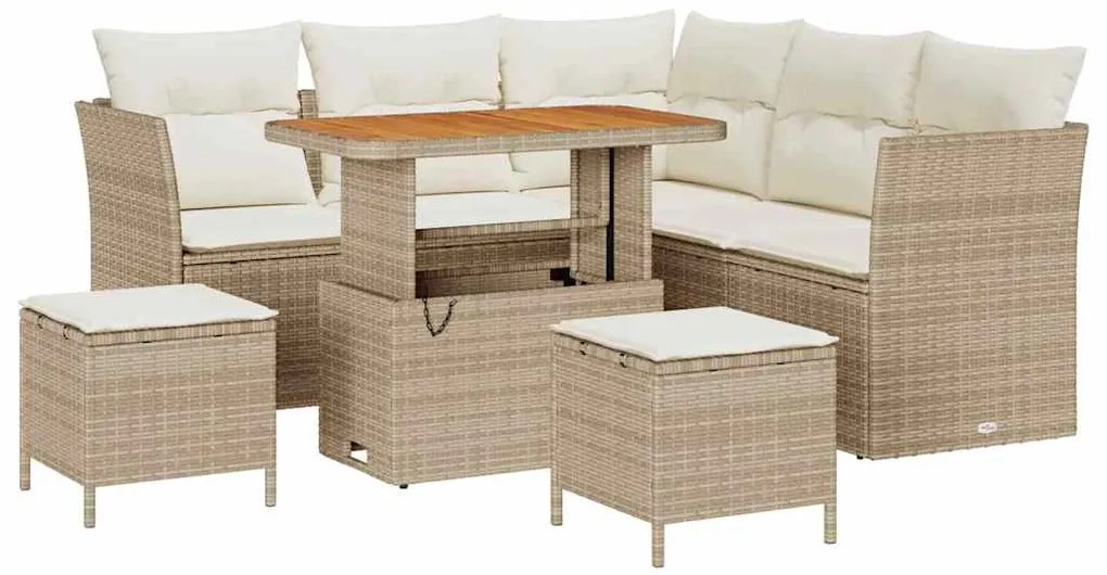 Conjunto de Sofá de Jardim de 8 Peças da com Almofadas Beiges em Ratta