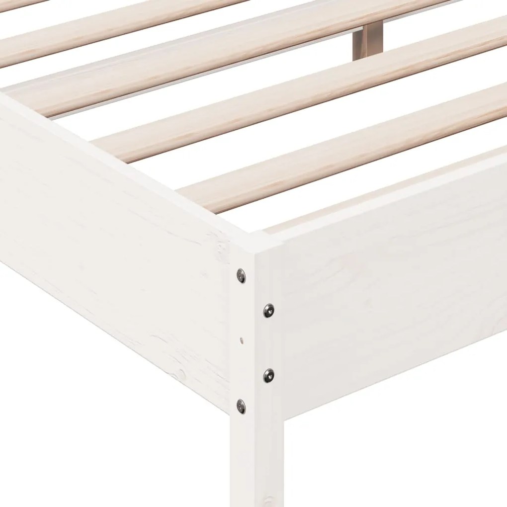 Cama sem colchão 200x200 cm madeira de pinho maciça branco