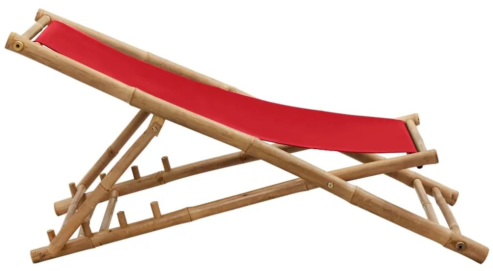 Espreguiçadeira de bambu e lona vermelho