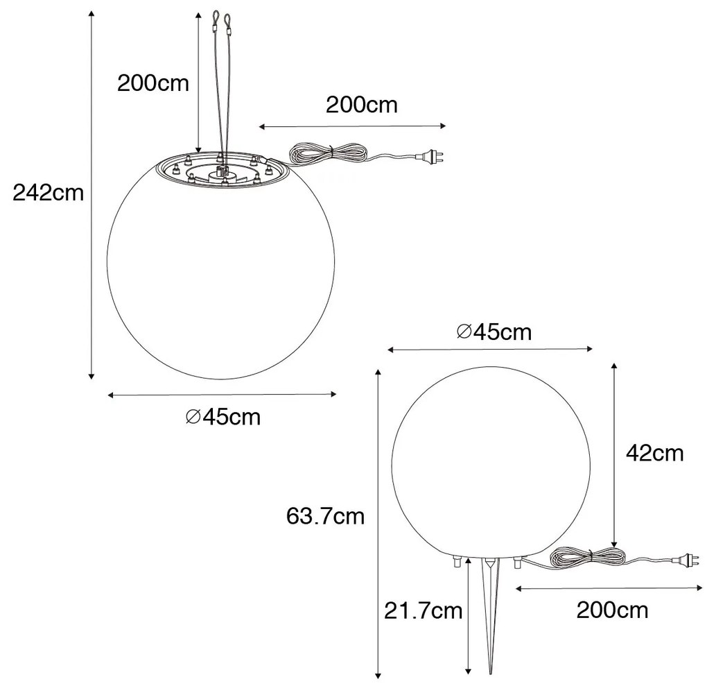 Candeeiro suspenso moderno para exteriores cinza 45 cm IP65 - Nura Moderno