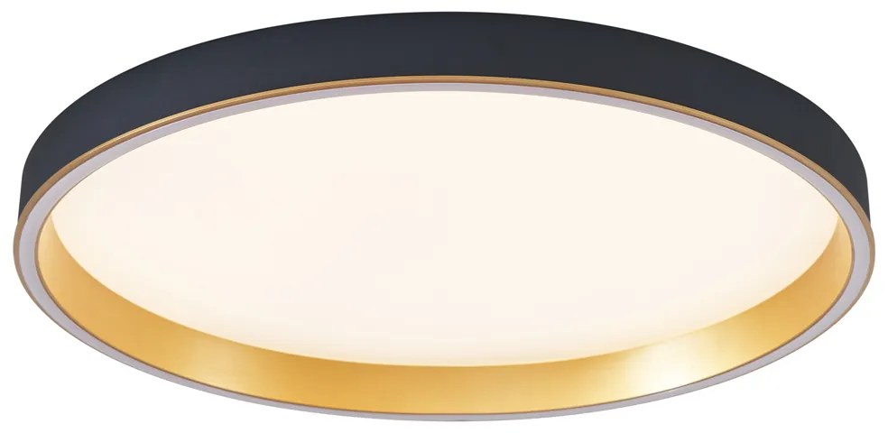 Plafon de design preto com dourado 60cm incl. LED com interruptor de 3 níveis - Ingo Design