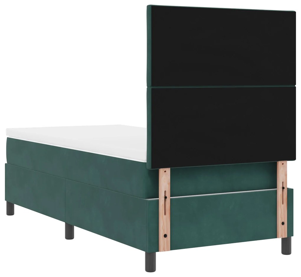 Cama Box com Colchão vidaXL Verde Escuro Solteiro Veludo