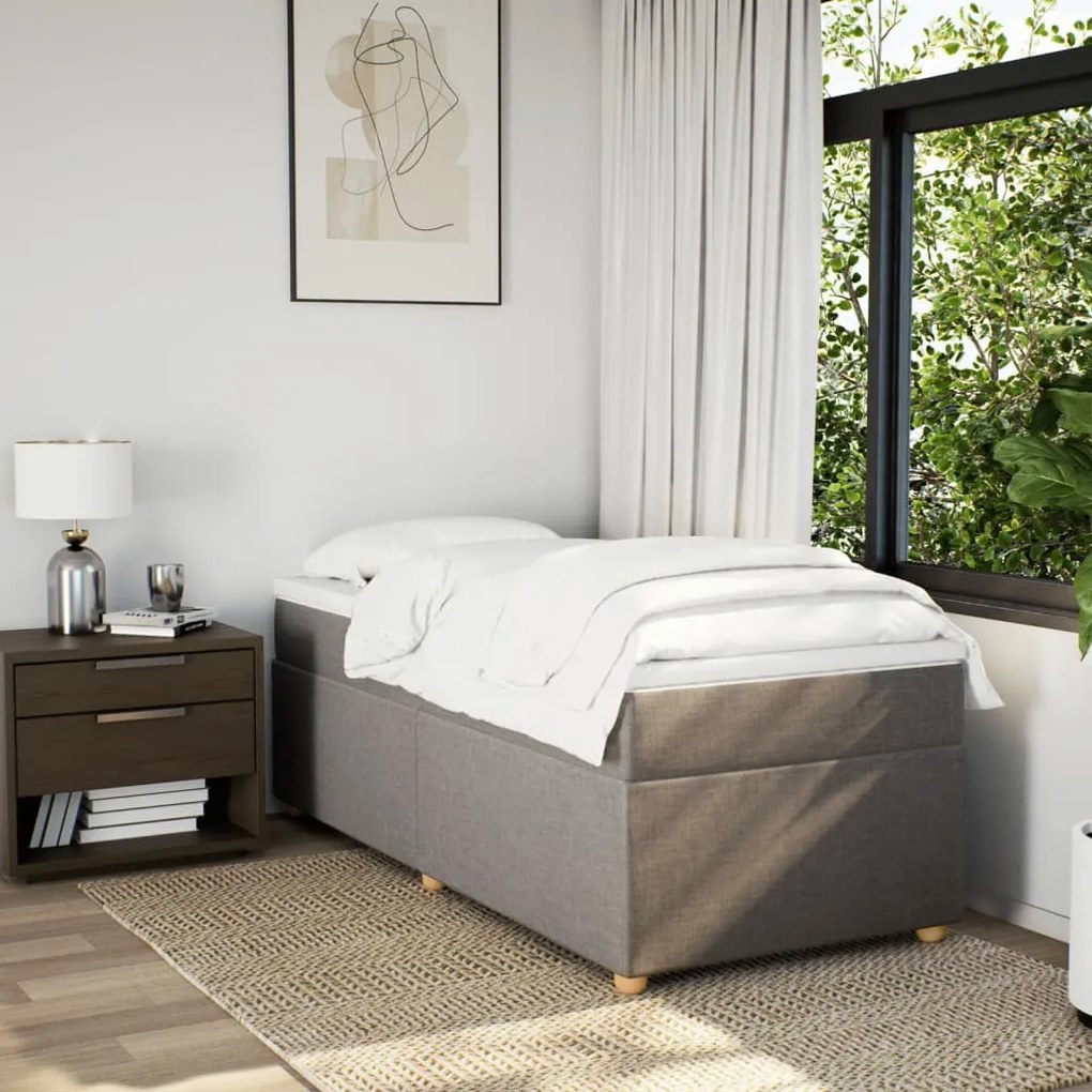 Cama com molas/colchão 90x190 cm tecido castanho-acinzentado