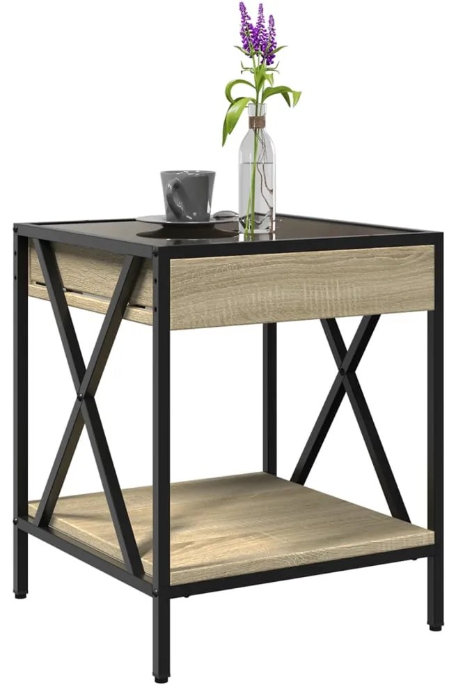 Mesa de centro luzes LED Infinity 40x40x49 cm carvalho sonoma