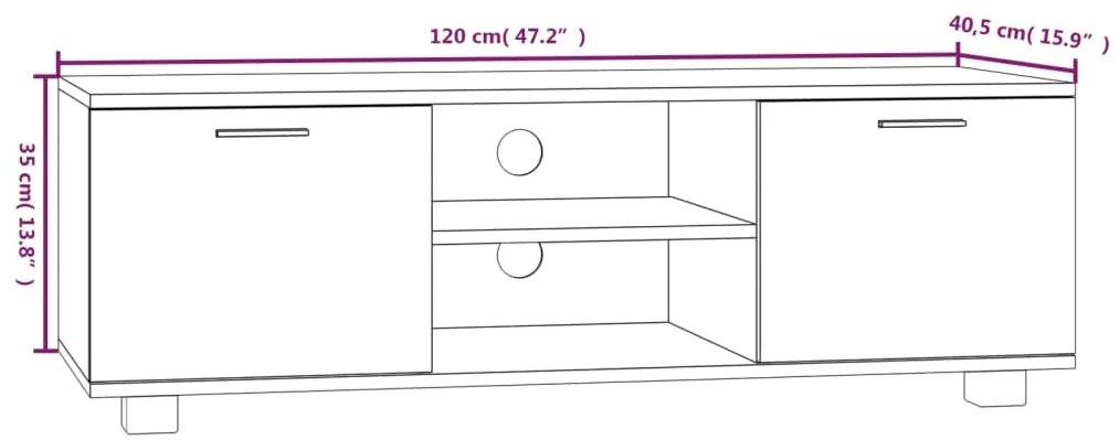 Móvel de TV 120x40,5x35 cm derivados de madeira branco