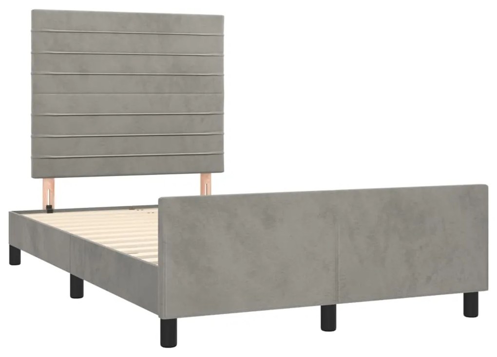 Estrutura de cama sem colchão 120x200 cm veludo cinzento-claro