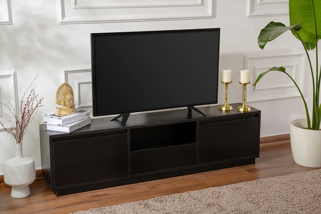 Móvel para TV Vanguard – Preto Madeira – 160x42x29,5 cm
