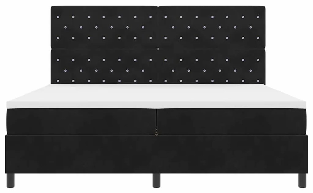 Cama Box Spring vidaXL com Colchão e LED Preta 200x200 cm de Veludo