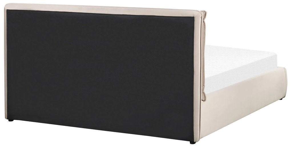 Cama de casal com arrumação em veludo creme 160 x 200 cm BAJONNA Beliani