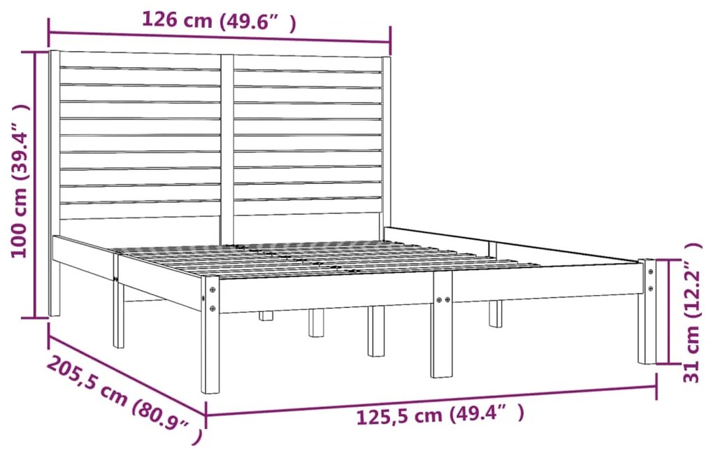 Estrutura de cama 120x200 cm madeira maciça branco