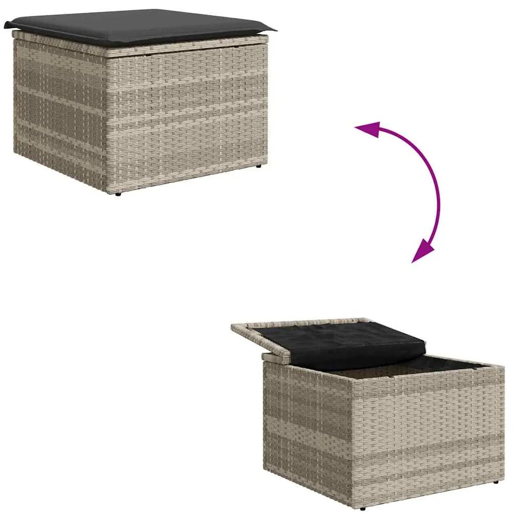 Conjunto de Sofá de Jardim vidaXL com Almofadas Cinza Claro Vime Poly