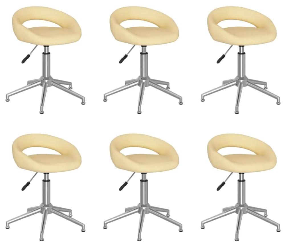 Cadeiras de jantar giratórias 6 pcs couro artificial cor creme