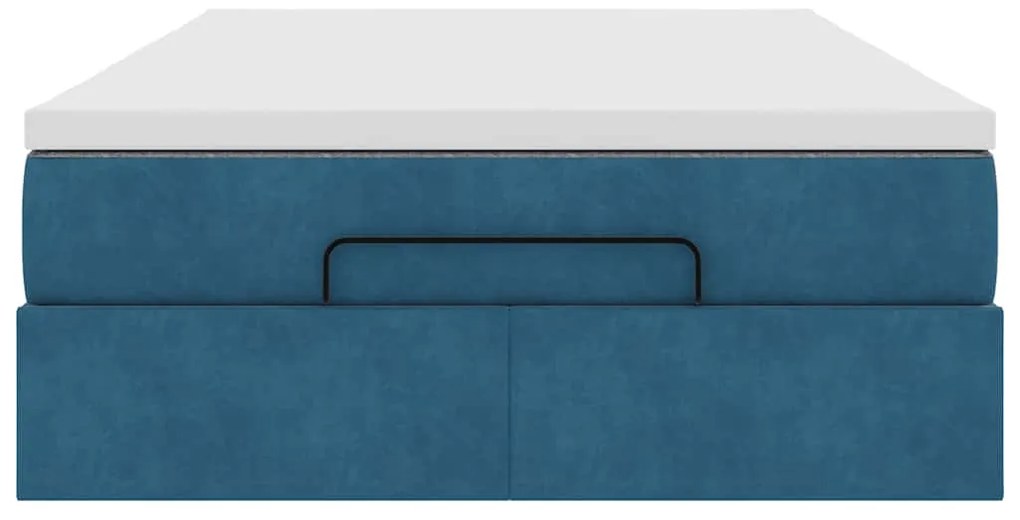 Cama otomana com colchão 120x190 cm veludo azul-escuro