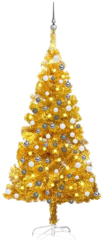 vidaXL Árvore Natal artificial pré-iluminada c/bolas 120cm PET dourado