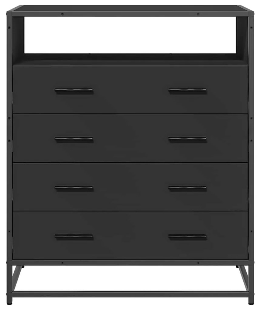 Cómoda com 4 Gavetas 70x41x83,5 cm deriv. madeira preto