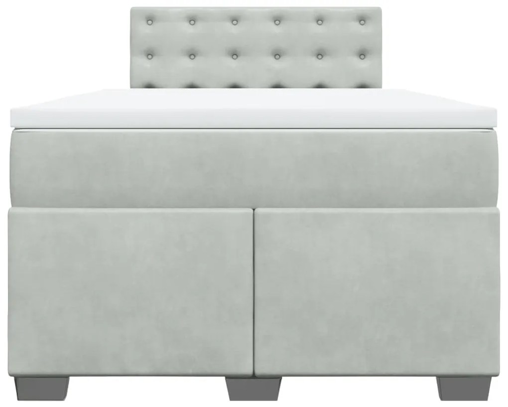 Cama boxspring com colchão 120x190 cm veludo cinzento-claro