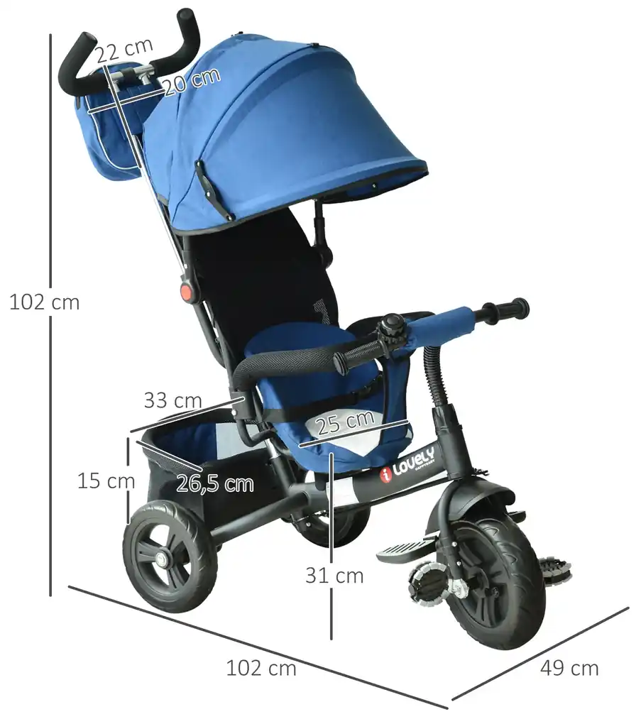Mini Moto Elétrica Infantil Triciclo Motorizado Criança Cor Azul-marinho