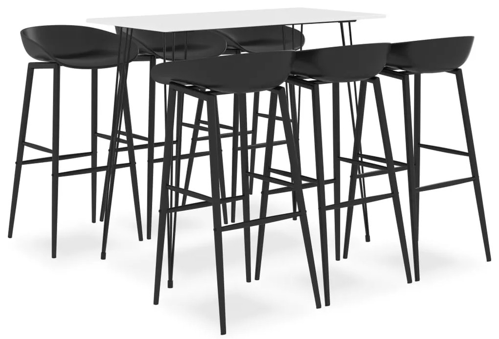 7 pcs conjunto de bar branco e preto