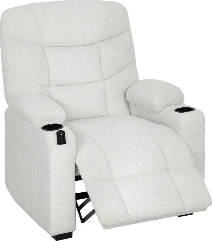 Poltrona Relax Reclinável Elétrica com Função Memória Apoio para Pés Controlo Remoto e Porta USB 94x90x105 cm Branco Creme