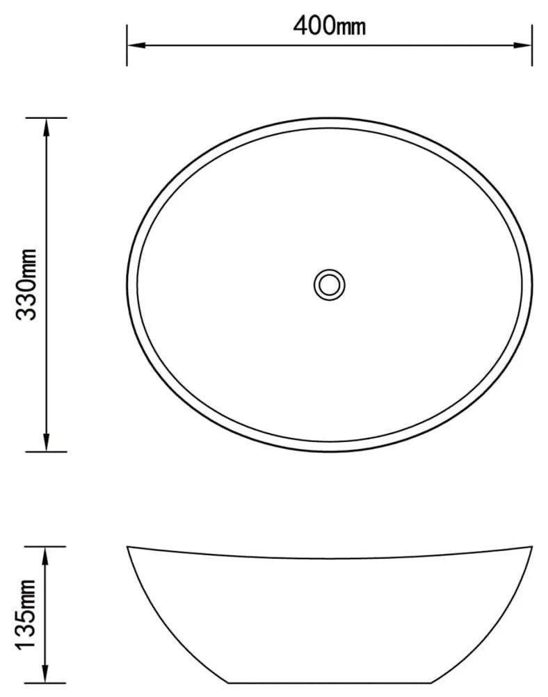 Lavatório luxuoso formato oval 40x33 cm cerâmica preto mate