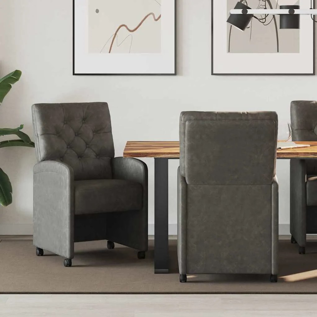 vidaXL Cadeiras de Jantar com Rodas 2 pcs Preto 58 x 67 x 97 cm