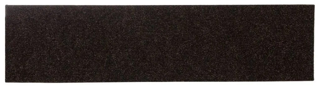 Tapetes escada adesivos retang. 15 pcs 76x20 cm castanho-escuro
