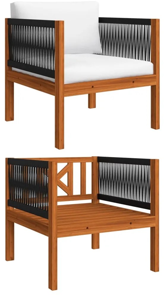 5 pcs conjunto lounge jardim c/ almofadões acácia maciça creme